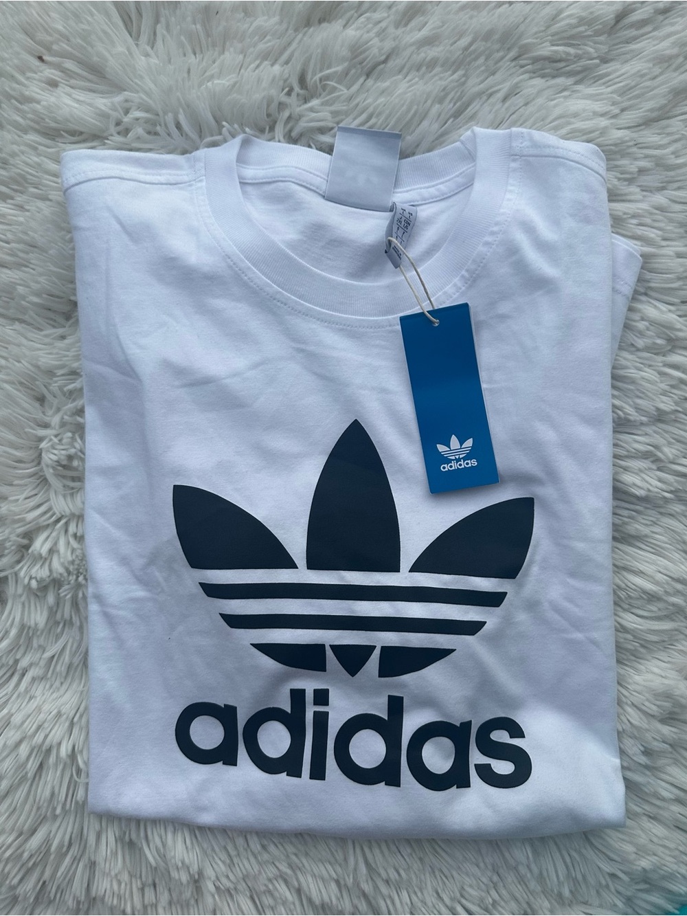 adidas White Tee with black Trefoil Logo
